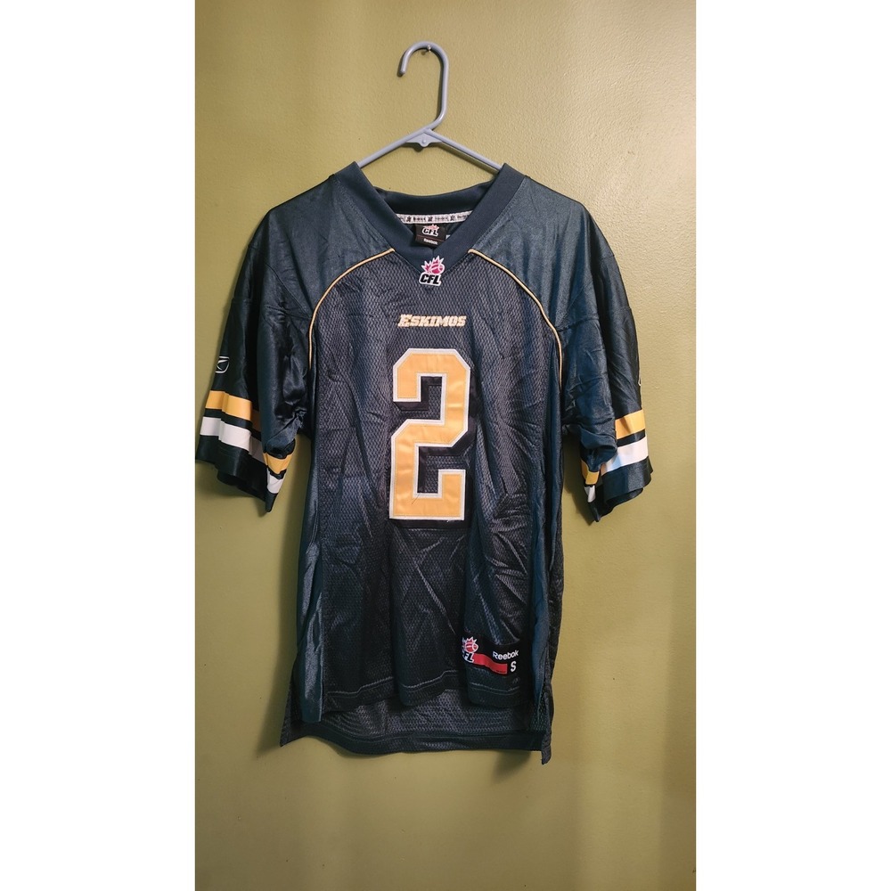 Edmonton Eskimos CFL Football Reebok Jersey Size S mens Fred STAMPS #2 Logo
